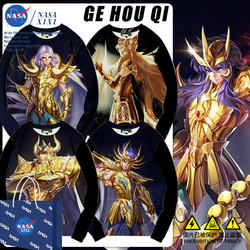 Nasa Gold Saint Seiya Collaboration Sweatshirt for Men, Crew Neck, Autumn, Twelve Constellations, Shaka, Seiya, Mu, Jacket, Children's Clothing