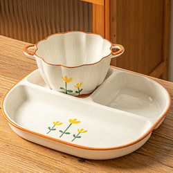 Three-Compartment 211-Division Plate for Portion Control, Weight Loss, Adult Use, High-End Feel, Household Breakfast Plate, Ceramic Underglaze Color
