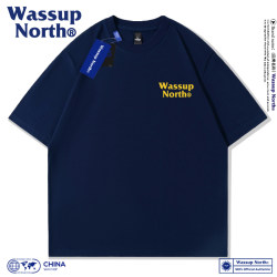Wassup North American-Style Heavyweight Pure Cotton Short-Sleeve T-Shirt for Men and Women, Fashionable, Casual, Loose and Versatile, Five-Quarter Sleeves