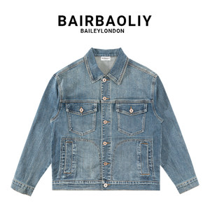
BAIRBAOLIY autumn men's new light luxury versatile denim jacket retro high-end fashion casual jacket