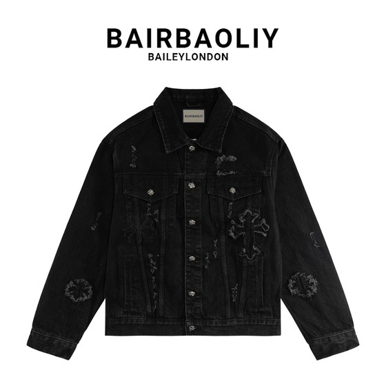 
BAIRBAOLIY new denim embroidery men's denim jacket light luxury handsome high-end men's jacket top