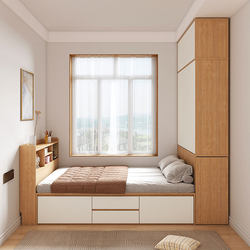 [Free Shipping in Hong Kong] Small Apartment Tatami Bed Wardrobe Combination Storage Wardrobe Bed Multifunctional Bed and Cabinet Integrated Step
