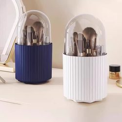 Makeup Brush Storage Tube Dust-Proof Rotating Cosmetics Storage Box Lipstick Puff Brush Dressing Table Dust-Free Storage Rack