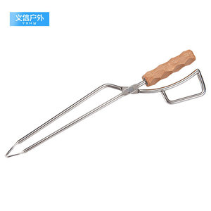 Outdoor fire tongs clip stainless steel barbecue fire table with carbon lengthened charcoal clip duckbill fire tongs
