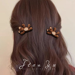 Spring New Plush Teddy Bear Hair Clip for Women, Cute Side Bangs Clip, Cartoon Girly Style, Hair Accessory for the Back of the Head