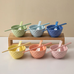 Parent-Child Ceramic Bowls, Chopsticks, Tableware, Dishes, and Plate Set for Home Use, Suitable for a Family of Four, with Individual Identification for Each Person