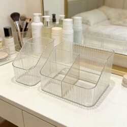 Water-Based Cosmetics Desk Storage Transparent Plastic Box with Compartments Lipstick Box Dormitory Makeup Brush Holder Pen Holder