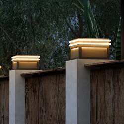 Solar pillar lamp courtyard villa gate pillar lamp modern simple outdoor silver gray waterproof fence gate pillar lamp