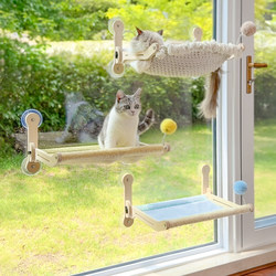 Cat Hammock Cat Bed Balcony Glass Window Viewing Cat Jumping Platform Suction Cup Folding Cat Climbing Frame