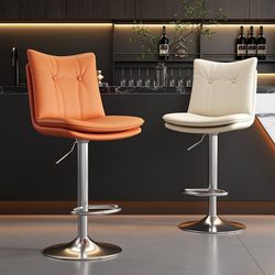Bar Stool, Light Luxury, Adjustable Height, Simple Home Use, with Backrest, Bar Front Desk Chair, Cashier Counter High Stool, Bar Stool
