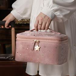 Cosmetic Bag for Women 2026 New Large-Capacity Travel Makeup Bag Tomill Velvet Portable Super Popular Retro Light Luxury Style