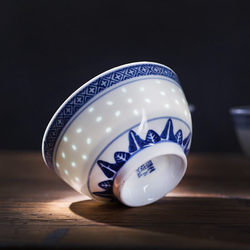 Jingdezhen Ceramic Household Rice Bowl, Dessert Bowl, Noodle Bowl, Large and Small Soup Bowls, Blue and White Porcelain, Microwave-Safe, Thickened