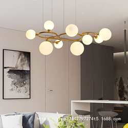 Simple and elegant living room ceiling chandelier, modern creative study room, kitchen, personalized entrance hall, LED magic bean lamp