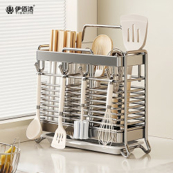 304 Stainless Steel Chopstick Storage Box, Chopstick Holder, Wall-Mounted Household Chopstick Basket, Hangable Draining Rack