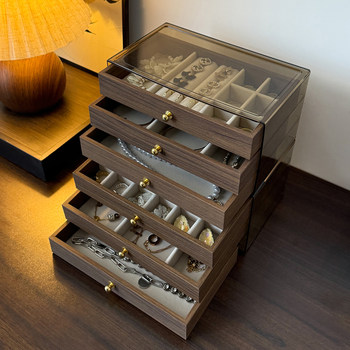 2025 new jewelry storage box walnut grain