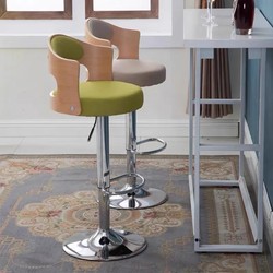 Solid Wood Bar Stool, Adjustable Height, Home Bar Chair with Backrest, Modern Minimalist Front Desk Cashier Bar Stool