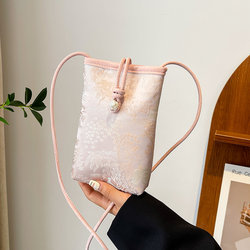 New Chinese-Style Mini Phone Bag for Women, 2025 Summer New Fashion Embroidered Small Square Bag, Simple and Versatile Crossbody Bag