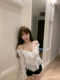 Lukira French ruffle long sleeve shirt for women one shoulder v-neck top lace shirt

