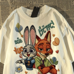 Clearance Sale~ American-Style Cartoon Fun Animal Police Officer Print Chic Unisex Loose Short-Sleeve T-Shirt