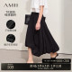 Amii2025 early spring new crepe texture asymmetric flower bud sway skirt for women loose black skirt
