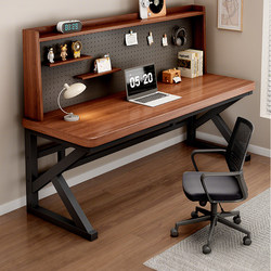 Solid Wood Computer Desk, Desktop Desk, Bookshelf, Integrated Office Desk, Home Bedroom, Student Study Table, Double Gaming Table