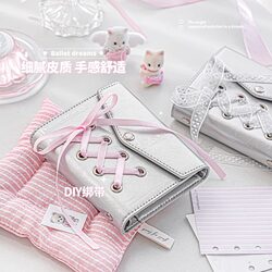 Rosyposy M5 Loose-Leaf Notebook with Envelope, Ballet-Style, Multi-Card Slot Organizer, High-Value Cute Portable Pocket Notebook, Diary, Leather Journal, Mini