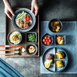 One-Person Dining Ritual Tableware Ceramic Divided Plate Weight Loss Portion Control Plate Breakfast Plate Postpartum Dining Set