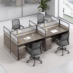 Screen Partition Staff Desks, Integrated Office Workstation Cubicles, Four-Six-Person Workstation Desk and Chair Combination