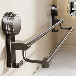 Towel Rack Bathroom No-Drill Storage Rack Suction Cup Wall-Mounted Towel Rack Bathroom Double Towel Hanging Rod