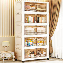 Storage Cabinet for Home Living Room, Large Capacity Snack and Miscellaneous Items Storage Cabinet, No Installation Required, Clothes Storage Cabinet, Foldable Wardrobe