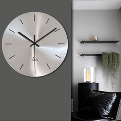 German Light Luxury Creative Simple Modern Stainless Steel Living Room Wall Clock Silver Personalized Clock Without Numbers Home Silent Clock