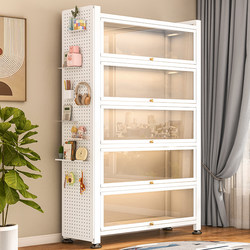 Steel Bookshelf with Door Glass Bookcase Floor-Standing Dust-Proof Iron Sheet Figure Display Cabinet Pain Cabinet Storage Cabinet Storage Cabinet