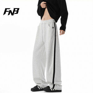 
FNB American trendy brand side webbing striped sweatpants for men and women in spring and summer loose casual sports straight long pants
