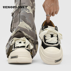 Yan Haoxiang's Same Style Bandage Canvas Shoes, Spring and Autumn Unisex Chunky Shoes, Trendy Versatile Thick-Soled Height-Increasing Sports Casual Sneakers