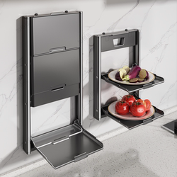 Suction Cup Kitchen Prep Rack, No-Drill Wall-Mounted Multi-Layer Prep Tray, Multifunctional Household Foldable Storage Rack