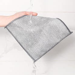 Double-Layer Powerful Stain-Removing Dishcloth, Thickened and Upgraded Cleaning Cloth, Non-Greasy Household Cleaning Cloth, Silver Thread Cleaning Cloth