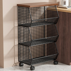 Kitchen Storage Rack, Floor-Standing Multi-Layer Vegetable Basket, Fruit and Vegetable Storage Supplies, Wall-Corner Mobile Snack Cart
