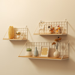 No-Drill Wall-Mounted Shelf Dormitory Bedside Storage Organizer Wall-Hanging Dormitory Essentials Wall Shelf Wall-Mounted Bookshelf