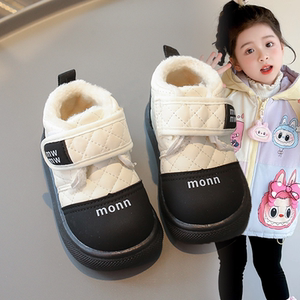 
2025 winter baby shoes plus velvet boys' cotton shoes non-slip girls' warm shoes snow boots thickened children's cotton shoes