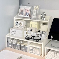 ins Wind Desktop Student Storage Rack Multifunctional Desk Cosmetics Organizer Storage Rack Dormitory Stationery Storage Box