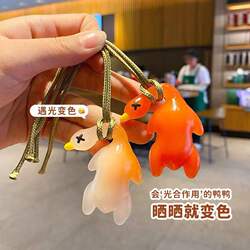 Authentic Color-Changing Roast Duck Car Hanging Ornament, Uv-Resistant Large Duck Bag Charm, Keychain, Car Interior Decoration