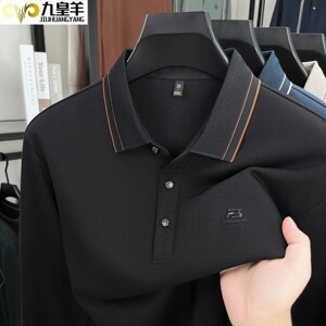 
Nine Emperor Sheep middle-aged men's lapel long-sleeved POLO shirt spring fashion business casual dad wear bottoming shirt T-shirt
