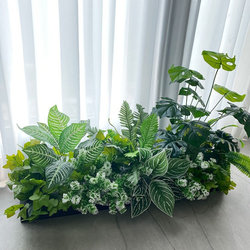 Simulated Green Plants, High-End Light Luxury Artificial Flowers, High-Class Living Room Landscaping Ornaments, Combination of Tropical Plant Partition Flowers