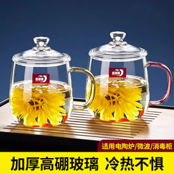 Green Apple Large-Capacity Cup with Lid for Home Use, High-Temperature Resistant Glass Cup with Tea Strainer for Women and Men, Suitable for Drinking Water and Brewing Tea