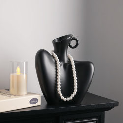 Beihan Jingdezhen Ceramic Art Clavicle Flower Vase Necklace Ornament for Living Room, Unique and High-Value Entryway Decoration