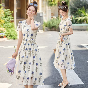 
Women's Clothing/Ladies' Boutique Dresses 2025 Summer Summer Short Sleeve/Mid-Sleeve Mid-Long Skirt Polyester 100%