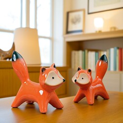 Jingdezhen Ceramic Ornaments Animal Fox Figurines Couple Pastoral Valentine's Day Small Gifts Wine Cabinet Creative Decorations