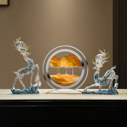 Creative Home Decor Cloud Deer Stress-Relief Liquid Sand Ornament, Light Luxury High-End Decoration for Living Room, Wine Cabinet, Tv Cabinet, Entryway, and Front Desk