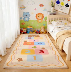 Children's Hopscotch Floor Mat, Digital Early Education Educational Game Mat, Thickened Non-Slip Crawling Mat, Baby Bedroom Bedside Blanket