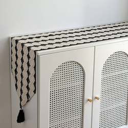 Black and white checkered table flag modern simple high-end TV cabinet cupboard shoe cabinet long cover cloth dining table decoration tablecloth mat